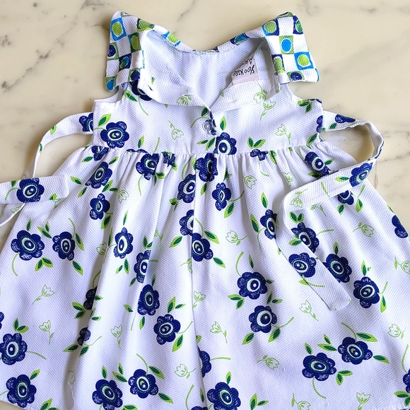 NWOT. 100% Cotton Sleeveless Multi Color Floral Dress with collar and tie back. - Picture 5 of 5